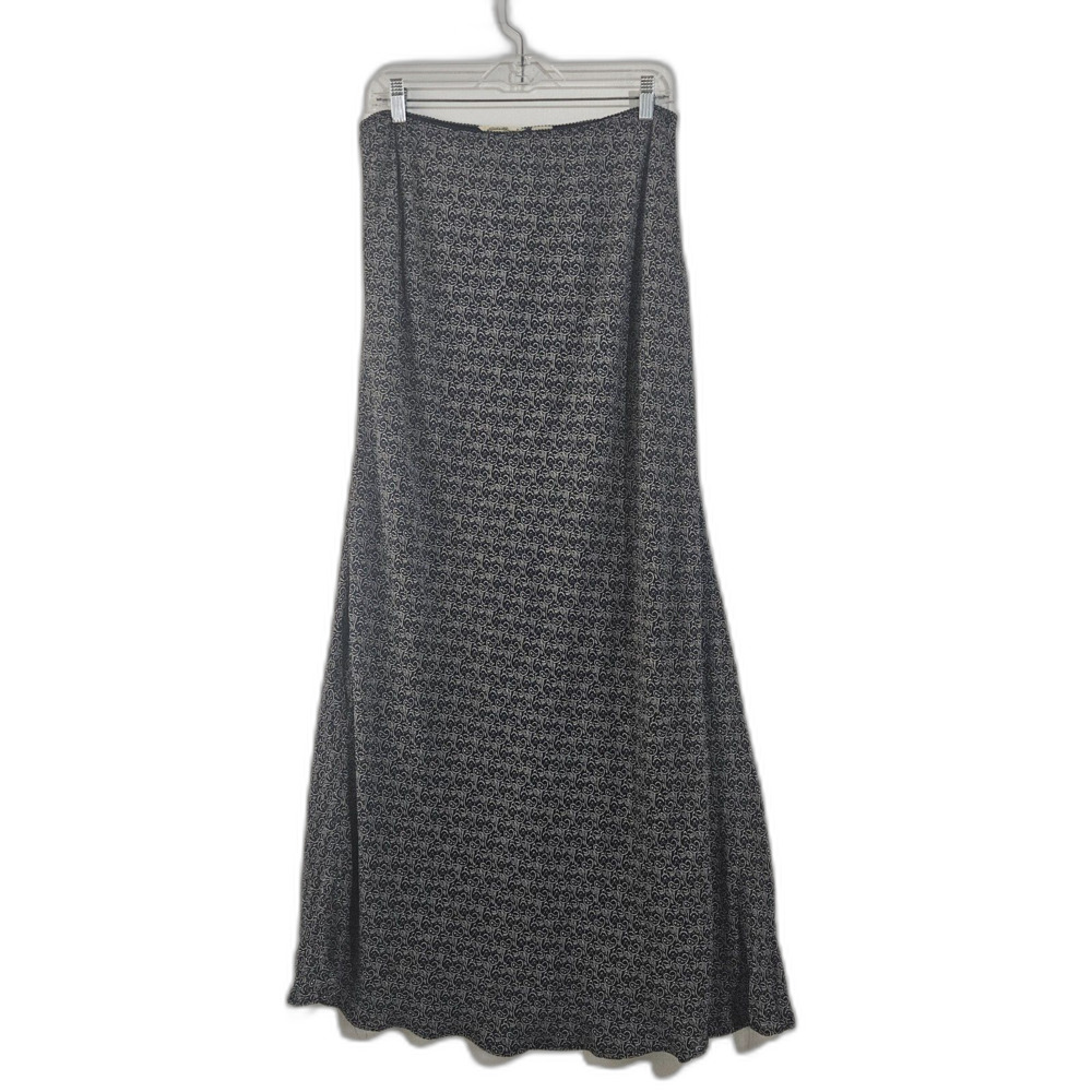 Eddie Bauer XLT Tall Maxi Skirt Mini Paisley Navy Blue Lined Modest